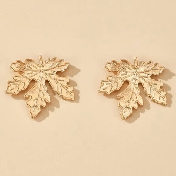 2/$21 Ladies Leaf Golden Earrings - Picture 3 of 6